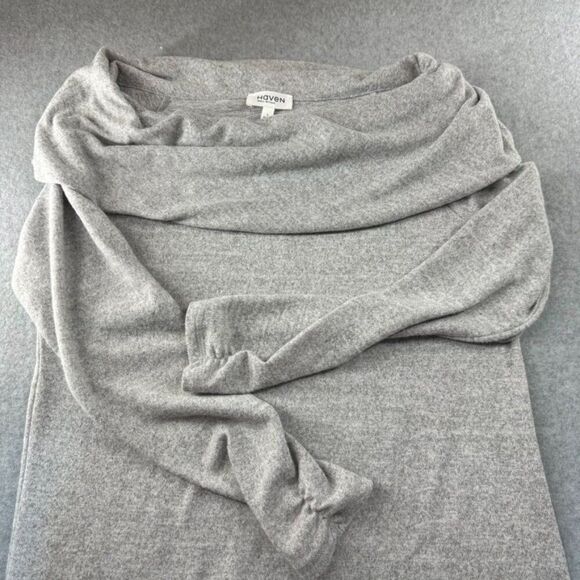 Haven Well Within Size Small Gray Sweater Cowl Neck Long Sleeve Wide Neck Womens - Picture 7 of 10